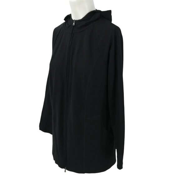 J. Jill Fit Out & About Zip-Front Hoodie Size XS Stretch Pockets Hood Black - Picture 6 of 12